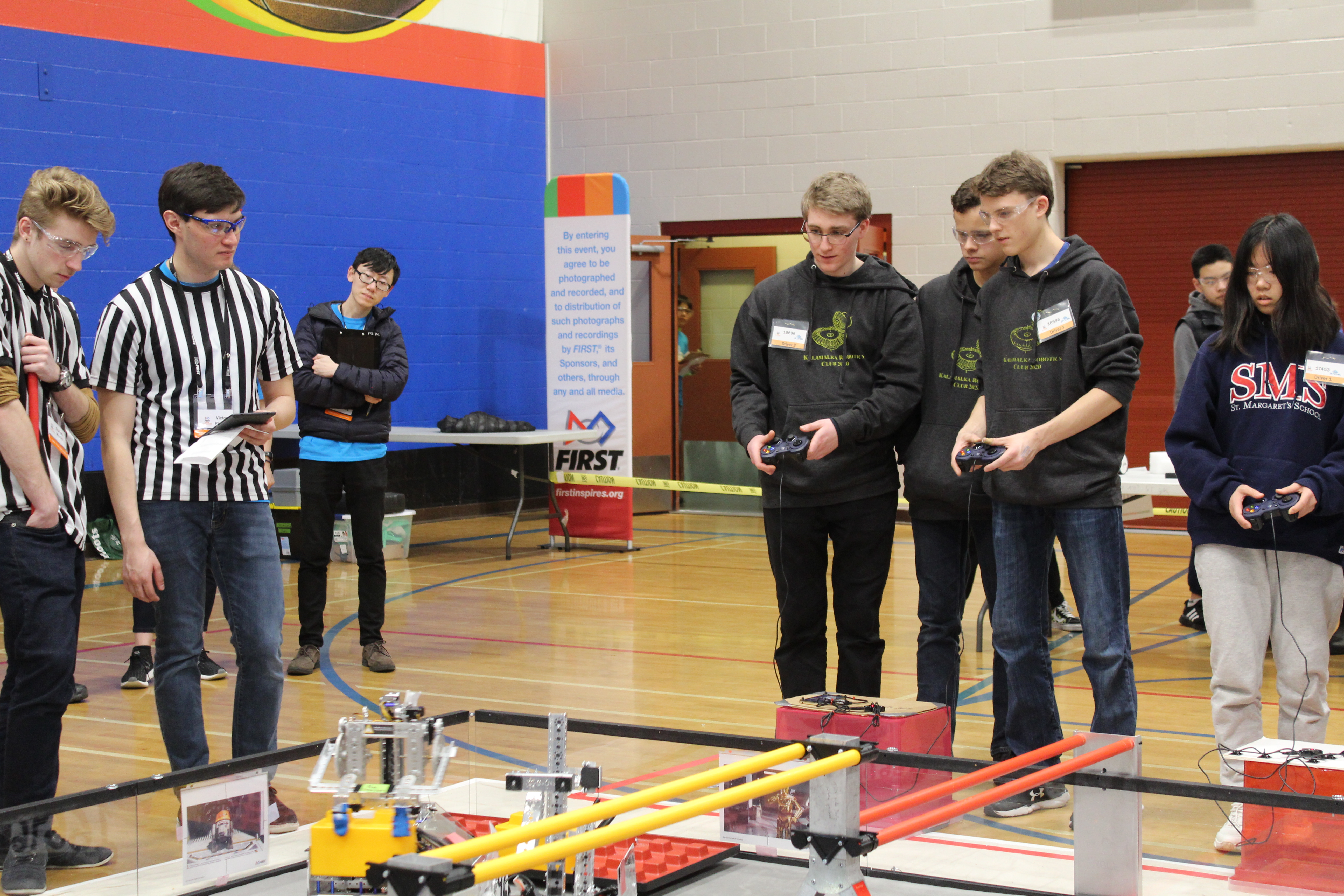 Andre and his team competing in the First Tech Challenge.