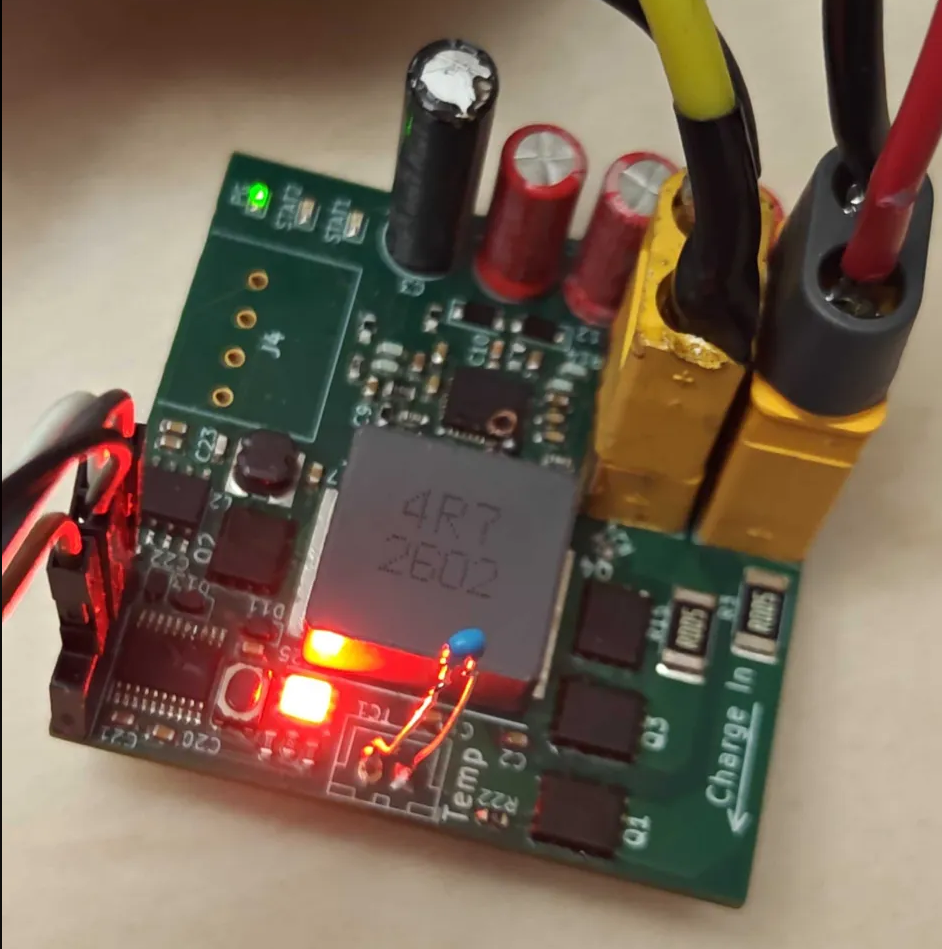 Custom Battery Charging Board with illuminated LEDs